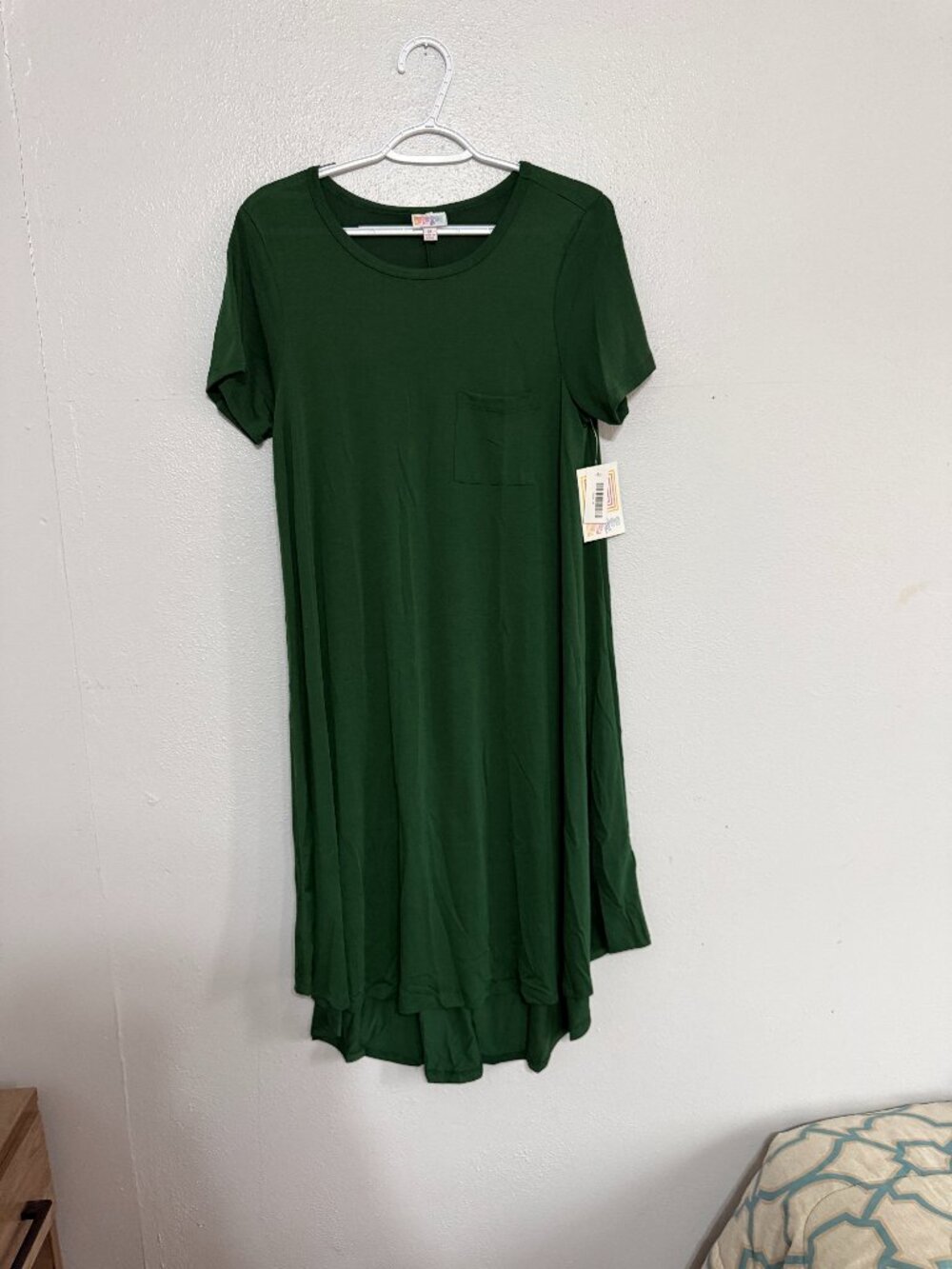 NWT LuLaRoe Carly Solid Dark Green Swing Dress M 💚
